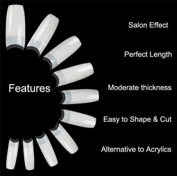 C Cut Nail Tip (500pcs) Packet - Image 2